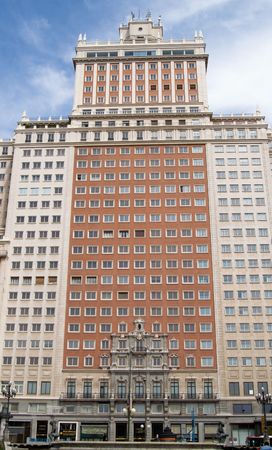 Franco era building Edificio Espa–a designed by brothers Julian and Joaquin Otamendi on Plaza de...