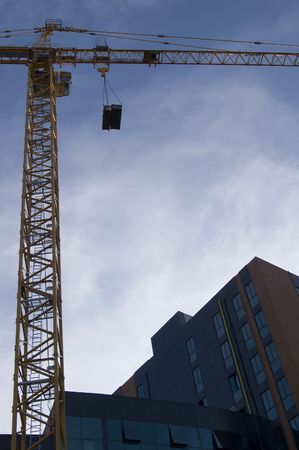 A crane shot at sunsetの写真素材