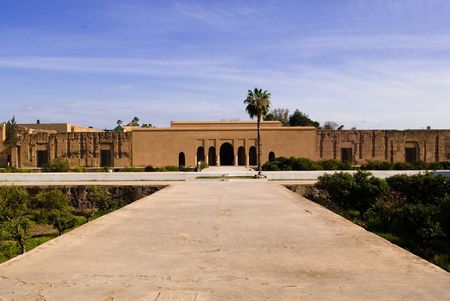 Morocco Marrakech The El Badi Palace built in 16C by Sultan Ahmed el Mansour Its name means Incomparable It is made of pise clayの写真素材