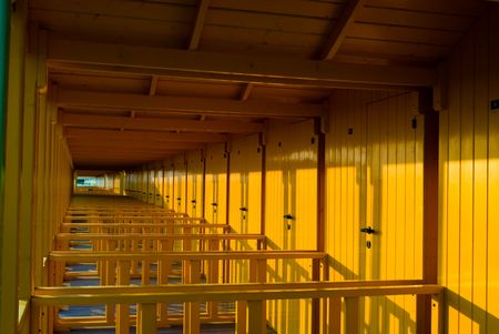 beach huts in Forte dei MArmi, famous touristic place in Italyの写真素材