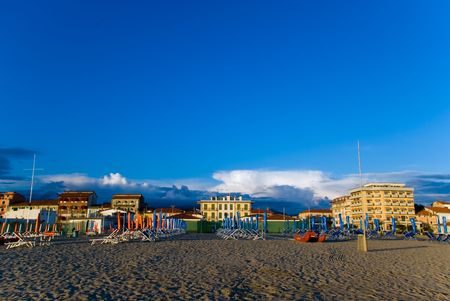 Viareggio's sandy beach, Tuscanyの写真素材