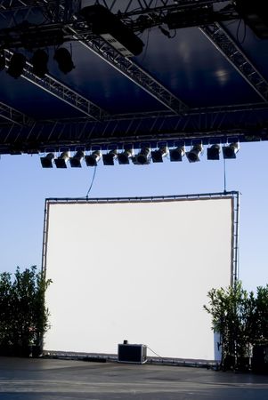 White background on a stage at open airの写真素材