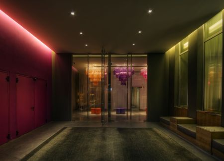 Stylish interior of an hotel in Milanの写真素材