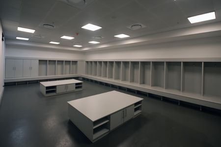 JOHANNESBURG South Africa. 28 MARCH: Jewel of the crown is the soccer city in soweto-johannesburg, and the stadium capable of 80000 people will host the first and final match of the competition. the changing room.のeditorial素材