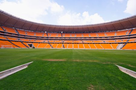 JOHANNESBURG South Africa. 28 MARCH: soccer city the stadium that will host the first and final match of world cup 2010 is just completed. View of the fieldのeditorial素材