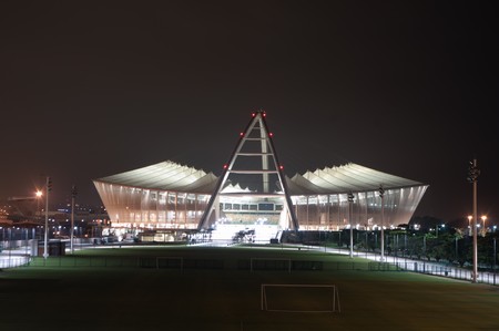 DURBAN - APRIL  5: the Moses Mabhida stadium of Durban photographed at night, april 5, 2010のeditorial素材