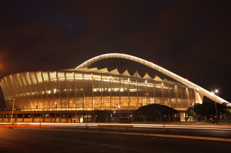 DURBAN - APRIL  5: the Moses Mabhida stadium of Durban photographed at night, april 5, 2010のeditorial素材