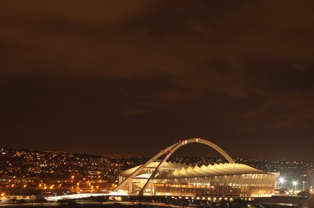DURBAN - APRIL  5: the Moses Mabhida stadium at night ,april 5, 2010 Durban, South Africaのeditorial素材