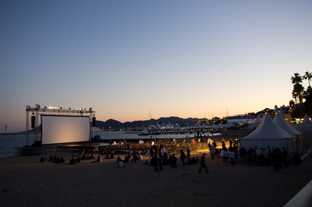 CANNES, FRANCE - MAY 15:  cinema in the beach installment during the 64th Annual Cannes Film Festival on May 15, 2011 in Cannes, France.のeditorial素材