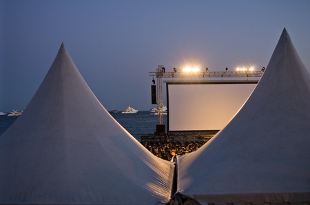 CANNES, FRANCE - MAY 15:  cinema in the beach installment during the 64th Annual Cannes Film Festival on May 15, 2011 in Cannes, France.のeditorial素材