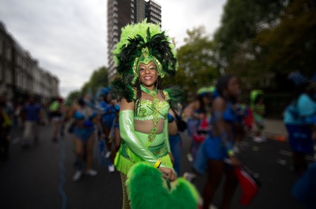 LONDON - AUG 29: Performer takes part in the Notting Hill Carnival on August 29, 2011 in London,...
