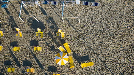 Private beach iseen from the skyの写真素材