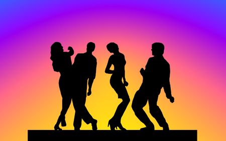 an illustration with silhouettes... a party timeの写真素材