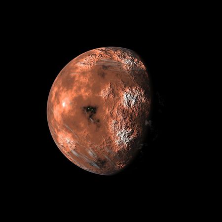 an image of a red planet in the spaceの写真素材