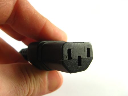 close-up of power plug over a white background