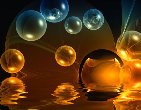 abstract blue and orange bubblered background