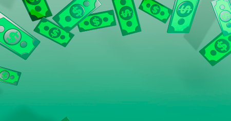 3d rendering of dollar money on green background with space for textの写真素材