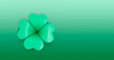 Clover with four leaves on a green background. 3D rendering
