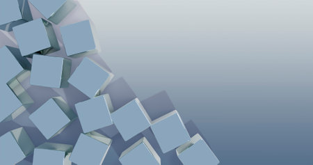 Abstract 3d rendering of cubes in empty space. Futuristic background.の写真素材