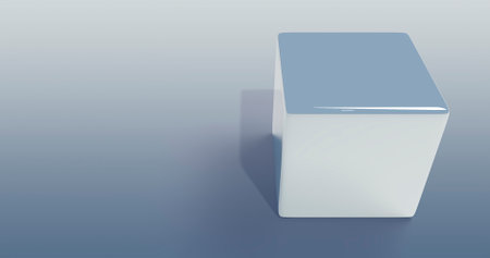 3d rendering of a white cube in front of a blue background