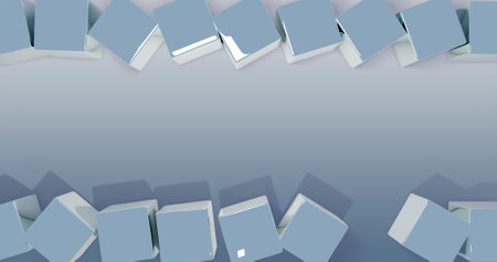3d rendering of blue cubes with white space for text on gray background