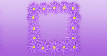 Flower frame on purple background. Vector illustration for your design.の写真素材
