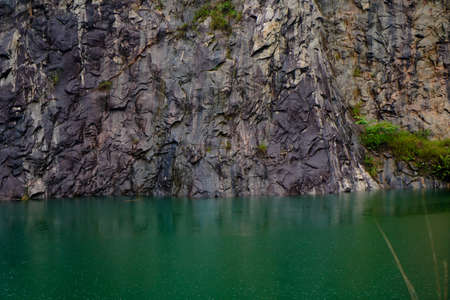 Pond formed in a given up quarry in Western Ghatsの写真素材