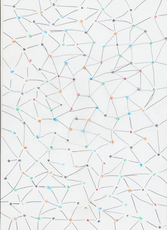 colored lines and points on paperの写真素材