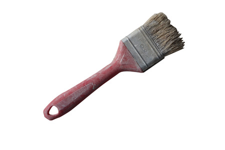Old used painting tool isolated on white backgroundの写真素材
