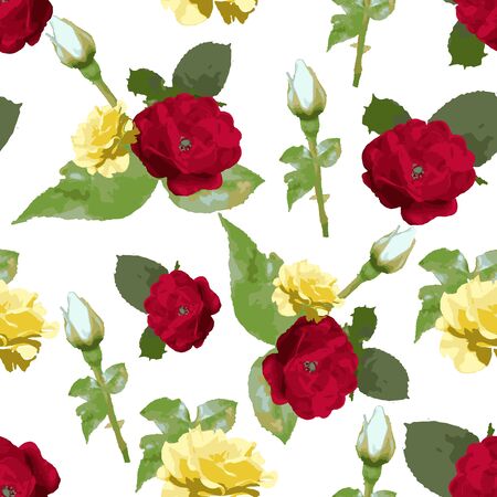 Rose flowers seamless pattern design, watercolor style, textile fashion texture backgroundのイラスト素材