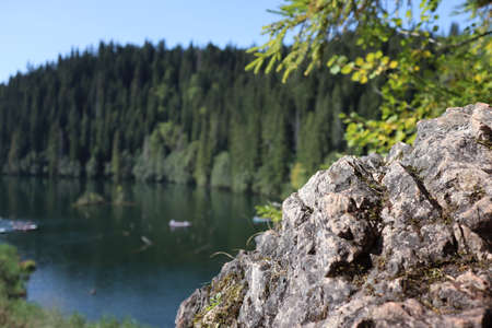 Red Lake Landscape, Carpathians Montains, Romania, Bicaz Areaの写真素材