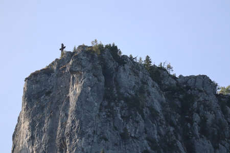 Carpathian Montain rock in Romania , Bicaz Chei, Pine forestの写真素材