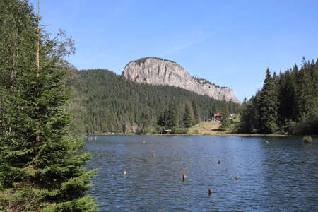 Red Lake Landscape, Carpathians Montains, Romania, Bicaz Areaの写真素材