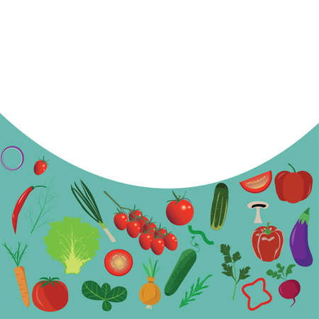 Vegetables healthy design illustration useful for banners , editable colors and scalable to any sizeのイラスト素材