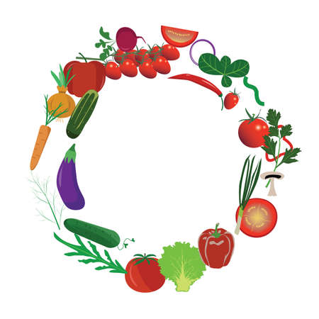 Vegetables healthy design illustration useful for banners , editable colors and scalable to any sizeのイラスト素材