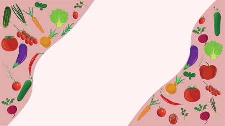 Vegetables healthy design illustration useful for banners , editable colors and scalable to any sizeのイラスト素材
