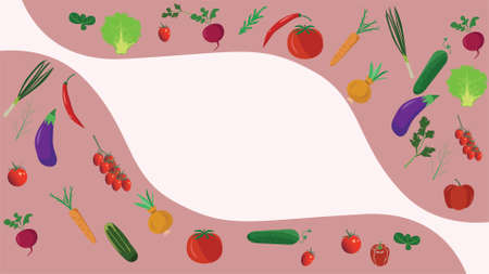 Vegetables healthy design illustration useful for banners , editable colors and scalable to any sizeのイラスト素材