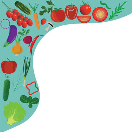 Vegetables healthy design illustration useful for banners , editable colors and scalable to any sizeのイラスト素材