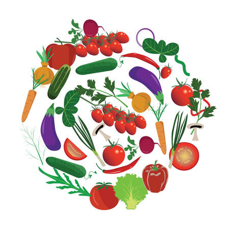 Vegetables healthy design illustration useful for banners , editable colors and scalable to any sizeのイラスト素材