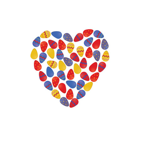 Easter eggs in the shape of a heart. Vector illustration.の写真素材