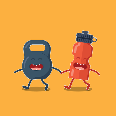 Friend of fitness and bodybuilding kettlebell and squeezeのイラスト素材