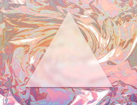 Beautiful iridescent, abstract, holographic, pink colorful texture with triangle shape...