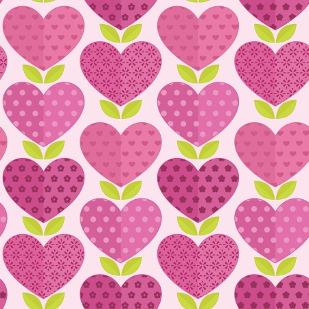 Seamless patterns with flowers, hearts and leaves for valentines dayのイラスト素材