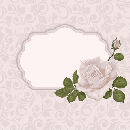 Card with rose and frame in pastel colors  Wedding card or invitation with abstract flora background  Greeting card  Elegance pattern with flowers in vintage style Card for mothers day のイラスト素材