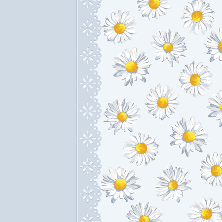 Cute card for invitation with chamomile flower and laceのイラスト素材