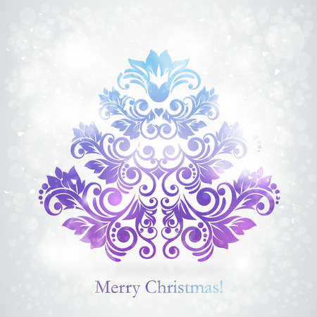 Christmas tree. Christmas tree with snow. Vector Illustration.のイラスト素材