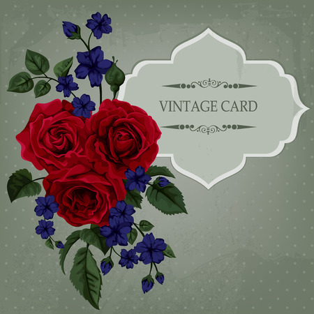 Vintage Card with Roses. Vector Design Element.のイラスト素材