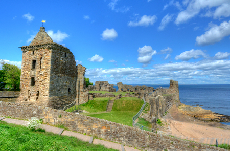 Ruins of St. Andrews Castle in St. Andrews, Scotland.の写真素材
