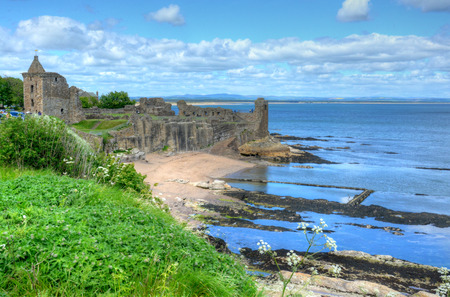 Ruins of St. Andrews Castle in St. Andrews, Scotland.の写真素材