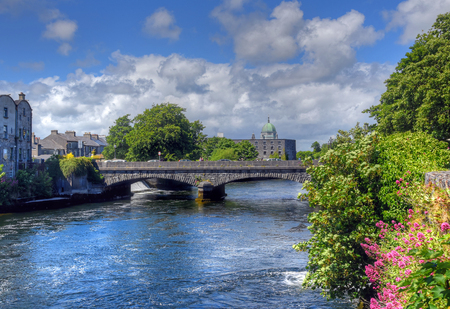 Galway, Ireland and the River Corrib.の写真素材